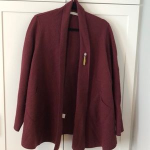 Swing-style boiled wool cardigan